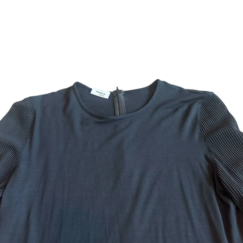 Akris Punto Long Sleeve Shirt Crew Neck Mesh Sleeves Pullover Size 8 Women's - Picture 2 of 11